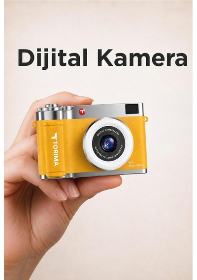 Mini Dijital Retro Kamera Cmr50 Sarı 48mp Selfie Video Vlog Kamerası