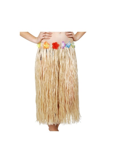Hawaii Tarzı Hula Eteği 60 Cm Hasır Naturel Etek Bx40 Açık Gri