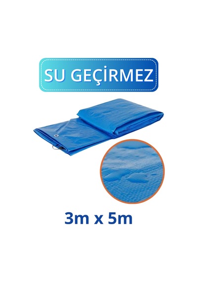 Evkar -mavi 3x5m- Su Geçirmez Pullu Çadır Branda Tente Yağmurluk Gölgelik 3x5m