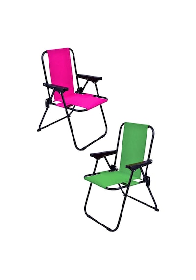 Exent 2 Adet 2-6 Yaş Lüx Çocuk Piknik Sandalyesi-mini Kamp Sandalyesi-pembe-yeşil