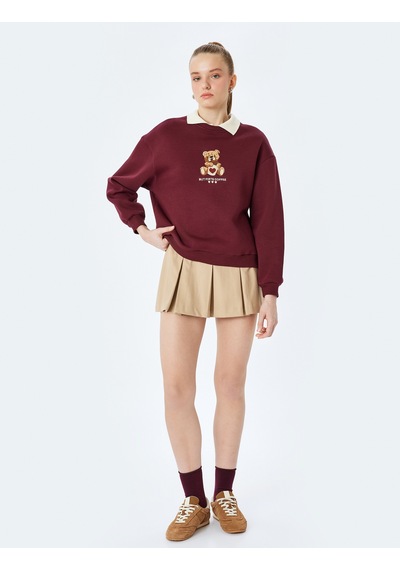 Koton Ayı Nakışlı Uzun Kollu Bisiklet Yaka Oversize Sweatshirt Bordo 5sal10600ık Bordo Koton Ayı Nakışlı Uzun Kollu Bisiklet Yaka Oversize Sweatshirt Bordo 5sal10600ık Bordo
