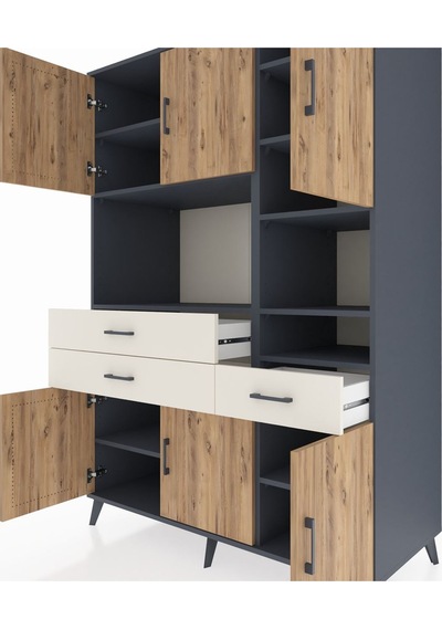 Kronos Dolap 10 Raflı 3 Çekmeceli 6 Kapaklı 132x59x195 Antras... Antrasit Kronos Dolap 10 Raflı 3 Çekmeceli 6 Kapaklı 132x59x195 Antras... Antrasit