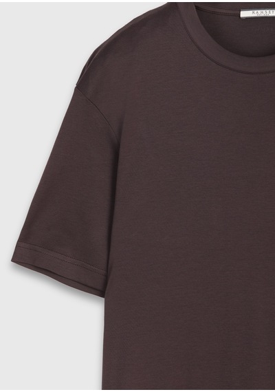Ramsey Mürdüm Düz %100 Pamuk T-shirt