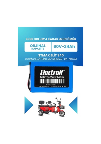 Stmax Elit 940 Uyumlu Batarya Standart Kapasite Lifepo4 60v 24ah Elektrikli Motorsiklet Bataryası