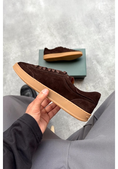 Flaw Süet Bağcıklı Sneaker Kahverengi-28320 Kahverengi