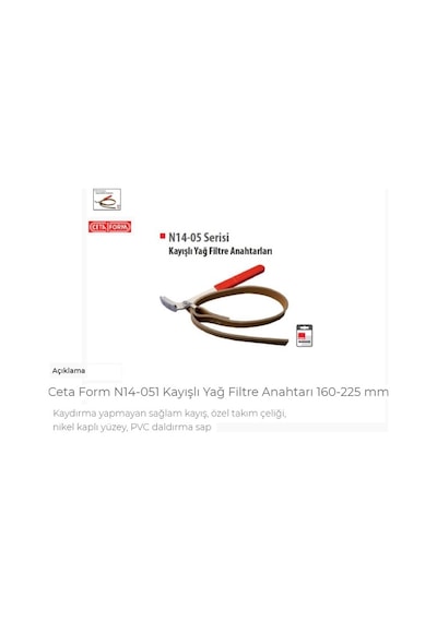 Ceta Form N14-051 Kayışlı Yağ Filtre Anahtarı 160-225 Mm
