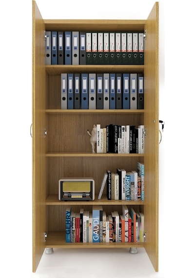 Modüler Dünyası Tam Kapak Kitaplık Dosya Dolabı Teak - 80X38X188 Teak