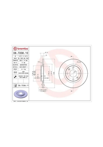 Peugeot Partner Fren Diski On 1998-2009 Brembo 08723811 2adettir