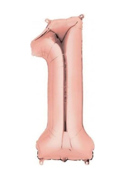 100 Cm Folyo Rose Gold Rakam 1 Folyo Balon Bej