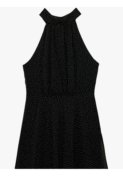 Koton Midi Boy Puantiyeli Halter Yaka Şifon Elbise Siyah Desenli 6sak80176uw Siyah