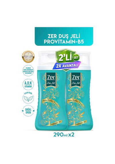 Doğal İçerikli Vüct Bakımı Yaptıran Ve Gün Boyu Freşlik Sağlayan Zer Duş Jeli 290 Ml 2'li Set Diğer