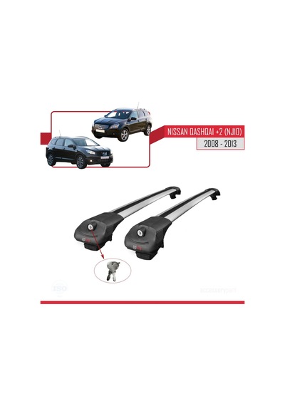 Nisssan Qashqai +2 Nj10 2008-2013 Arası İle Uyumlu Ace-1 Ara Atkı Tavan Barı Gri