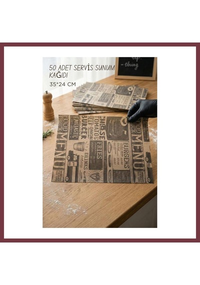 Storeşahin Vintage Tasarım Servis Sunum Kağıdı & Yağlı Kağıt Seti 35x24 Cm Shn0720 Çok Renkli