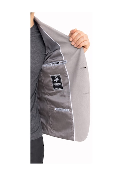 Plus Scorpion Erkek Slim Fit Ceket Likralı Fitilli Kumaş, Çift Düğmeli Tek Yırtmaçlı Modern Tasarım Füme