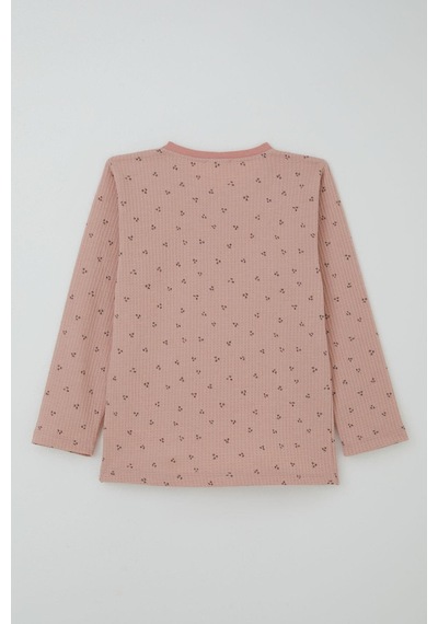 Breeze Kız Çocuk Pijama Takımı Minimal Mini Desenli 4-8 Yaş, Gülkurusu Gülkurusu