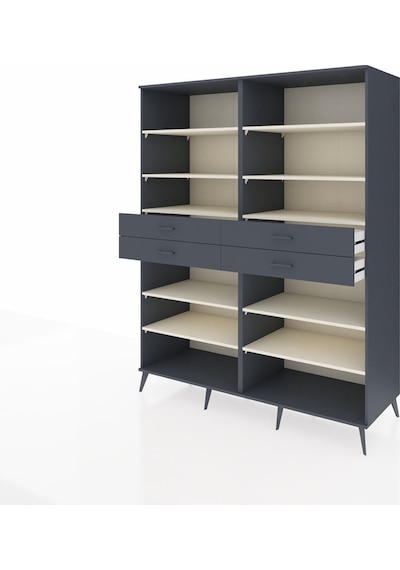 Kronos Gardrop 10 Raflı 4 Çekmeceli 176x59x221 Antrasit-aytaşı/antrasit Aytaşı/antrasit