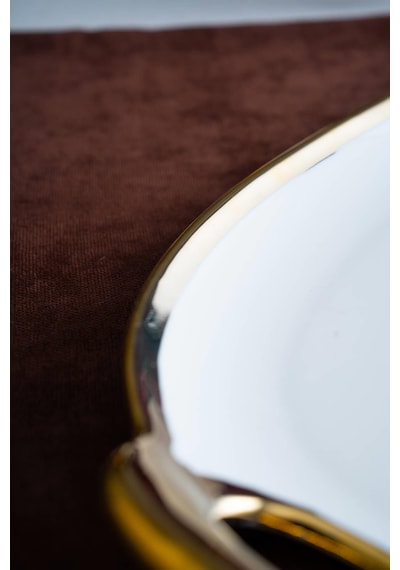 Acar Arven Oval Gold Sunum Tepsisi - 45 Cm Beyaz
