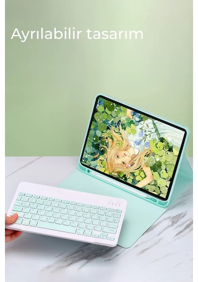 Newface Samsung Galaxy X200 Tab A8 10.5 Kılıf Kc01 Smart Klavyeli Tablet Kılıfı - Siyah