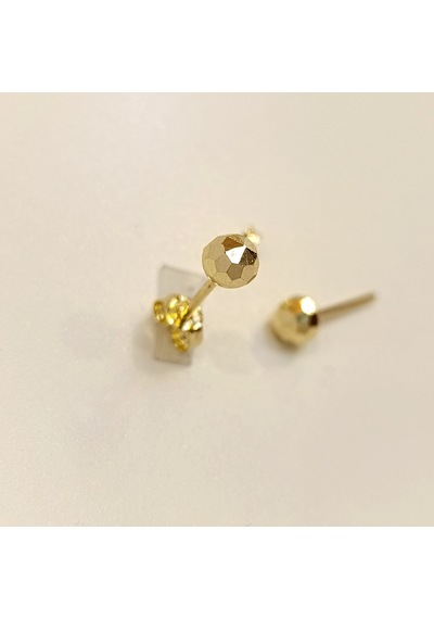 5mm Elmas Kesimli Top Küpe 14 Ayar Altın Hd Videolu Sarı