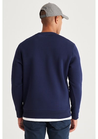 AC&Co / Altınyıldız Classics Erkek Lacı Standart Fit Normal Kesim İçi Polarlı Bisiklet Yaka Sweatshirt Lacivert