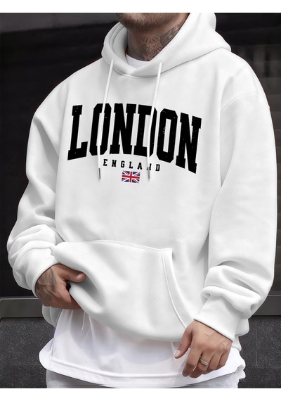 Startmore Startmorelondra İngiltere Bayrağı Baskı Kazak Erkekler Için Sonbahar Hip Hop Kazaklar Polar Tüm Maç Uz Beyaz