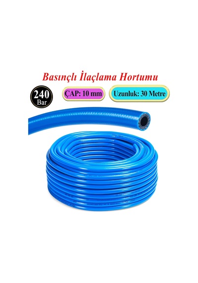 30 Metre Basınçlı İlaçlama Hortumu 240 Bar 10 Mm Ağaç Bitki Yaprak Sebze Meyve Tarım Ziraat Hortum