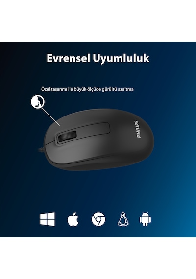 Philips SPK7238 USB Kablolu 1200 DPI 3 Tuşlu Optik Mouse