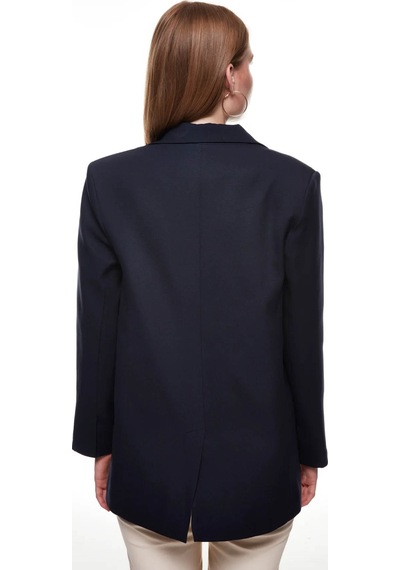 Quzu Oversize Lacivert Kadın Blazer Ceket 50873