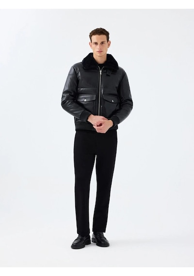 Regular Fit Erkek Mont Pu Siyah