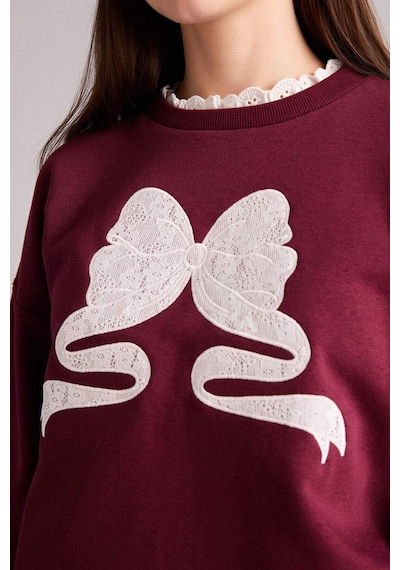 Defacto Oversıze Baskılı Sweatshirt G9608ax26spbr33 Bordo-br33