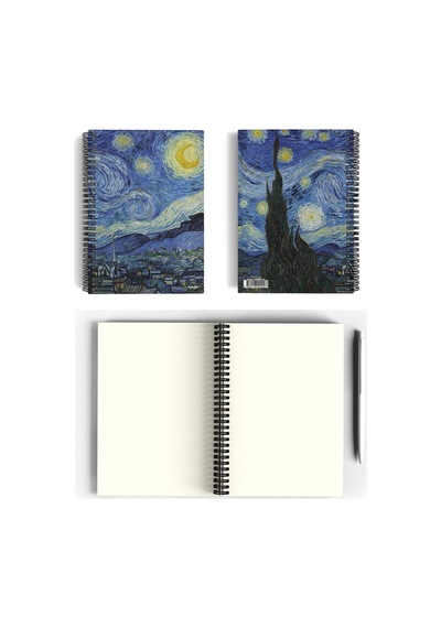 Lexroo Vincent Van Gogh/the Starry Night,1889 Spiralli Defter 02 A5 Çizgisiz 100 Sayfa Çok Renkli