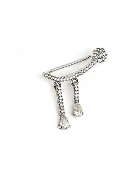 Pırlanta Işıltısında Zirkon Taşlı Gümüş Earcuff Tek Küpe N11.75979