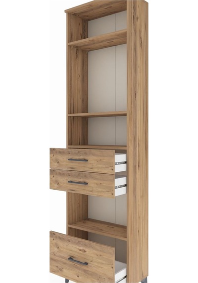 Arges Dolap 4 Raflı 3 Çekmeceli 60x30x221 Çam-çam Çam