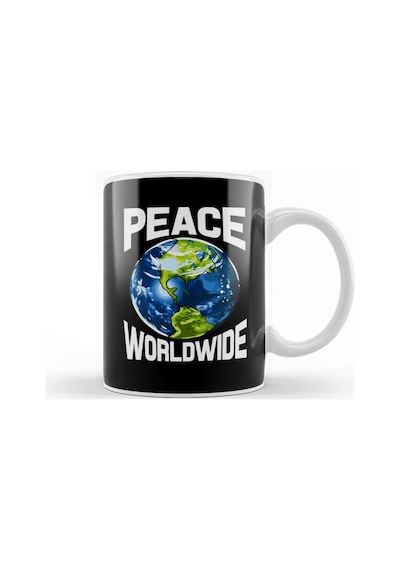 Peace Worldwide Mother Earth Pacifist Hipster Kupa Bardak Porselen Karışık