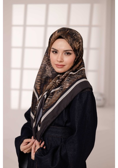 Mimiyum İz Desen Soft Eşarp Acı Kahve