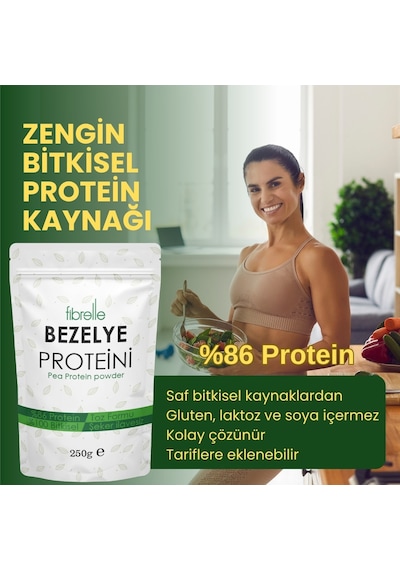Fibrelle Bezelye Proteini Tozu 250 Gr // Yüksek Protein Oranı // %85 Bezelye