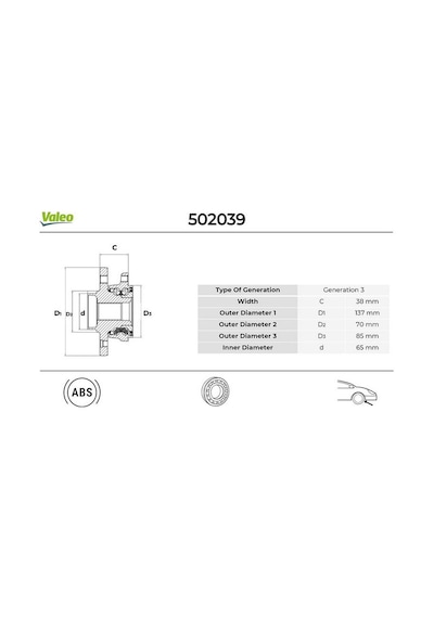 Valeo 502039 Ön Teker Poryası Rulmanlı Astra H-zafıra 1.3cdtı-1.4-1.61.7cdtı-1.9cdtı 04 5 Delik 25.4x137x109 1603254-93178652