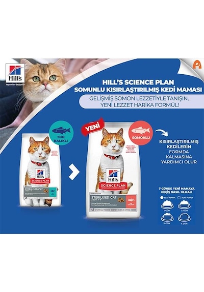 Hill's Science Plan Somonlu Kısırlaştırılmış Yetişkin Kedi Maması 8 KG + 2 KG Mama