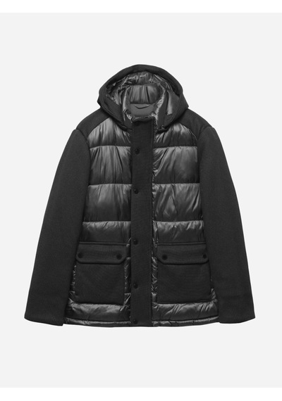 Kip Siyah Regular Fit Kapüşonlu Casual Dokuma Mont Siyah -