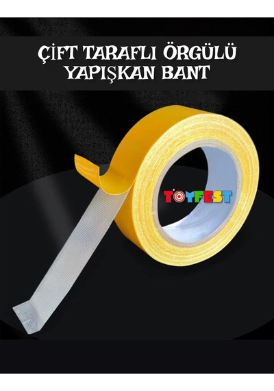 Çift Taraflı Örgülü Kuvvetli Bant - Halı Kaydırmaz - Dekor Yapıştıran - Geniş Kullanım Alanı - 10 Mt