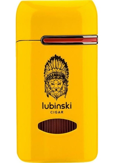 Lubinski Lion Kapaklı Delicili Tek Torch Puro Çakmağı Sarı