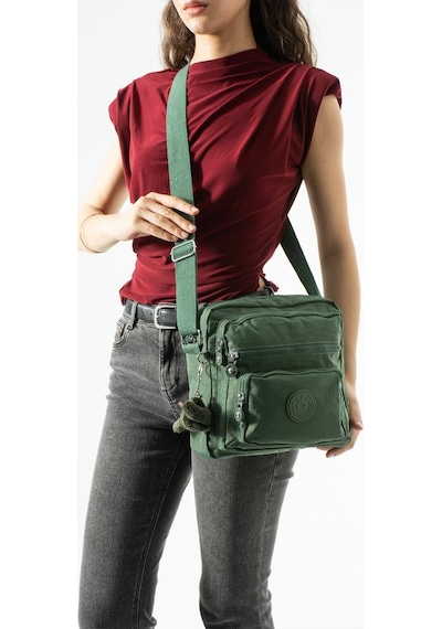 Baginn Kadın Postacı Çanta 28 32 Cm 571 Collection Klinkır Hafif Yağmur Geçirmez Klinkır Kumaş Çok Cepli Yeşil