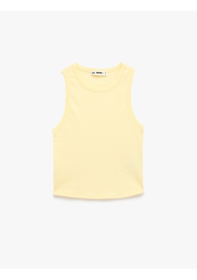 Koton Pamuklu Slim Fit Kaşkorse Bisiklet Yaka Kolsuz Atlet Sarı 6sal30261ık