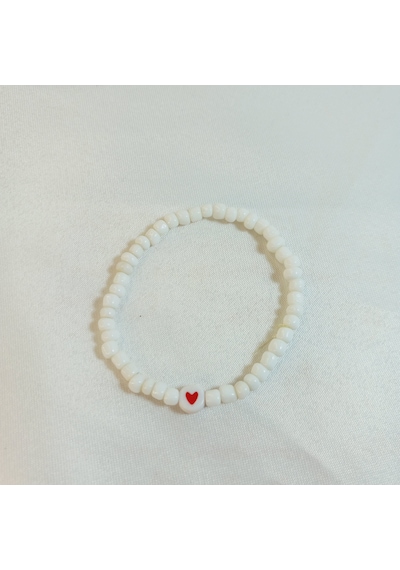 Crystal Atelier Beyaz Renkli Boncuklu Kalp Bileklik Beyaz