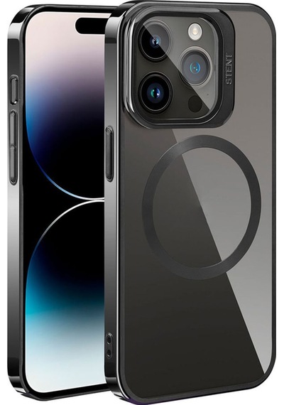 Apple Uyumlu iPhone 15 Pro Max Kılıf M-safe Şarj Özellikli Standlı Zore Klon Kapak Siyah
