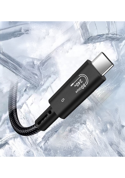 Wiwu Wi-c102 Type-c To Type-c Thunderbolt 5 Kablo 16k Ultra Hd 240w 180cm Siyah