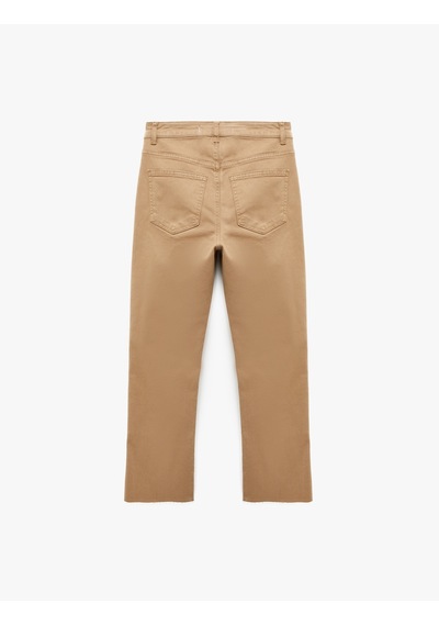 Koton Pamuklu Cepli Düğmeli İspanyol Paça Crop Jean Pantolon - Kick Flare Jeans Kahverengi 6sal40051mw Kahve