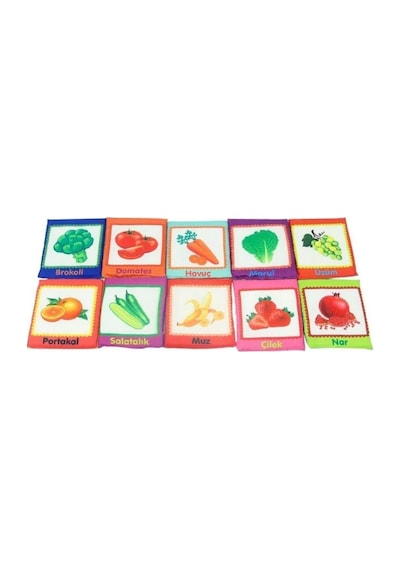 TıfılToys Eğitici Soft Kartlar Meyve - Sebze Bebekler İçin Güvenli İlk Öğrenme Kartları