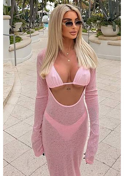 Nadya Üçlü Brazilian Bikini Takım - Pembe