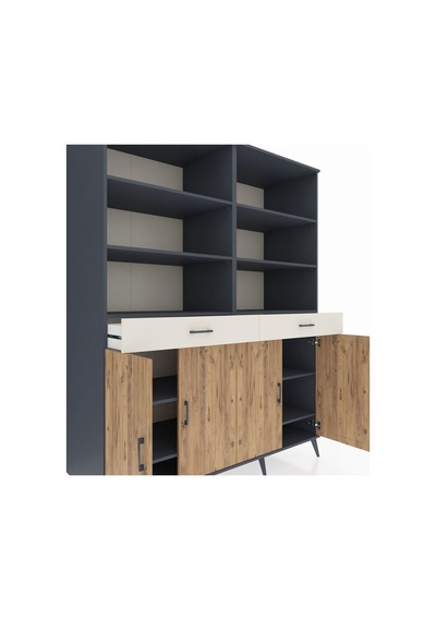 Kronos Gardrop 10 Raflı 2 Çekmeceli 4 Kapaklı 176x59x221 Antrasit-çam/aytaşı Çam/aytaşı Kronos Gardrop 10 Raflı 2 Çekmeceli 4 Kapaklı 176x59x221 Antrasit-çam/aytaşı Çam/aytaşı